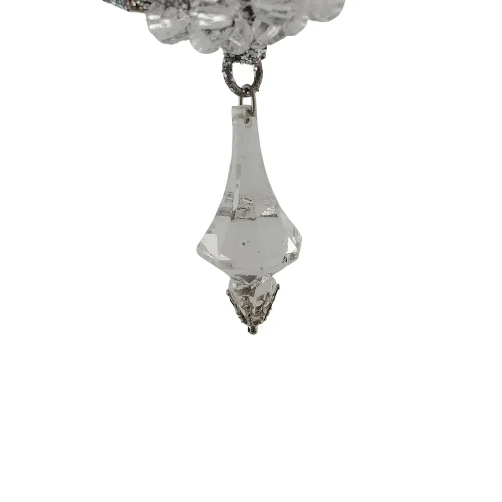 Vintage Katherine Style Jeweled Chandileir Ornaments X6 Silver Crystal Christmas